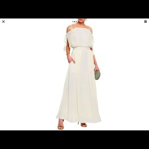 NEW TORY BURCH Ivory Strappy Crepe Maxi Dress Sz 2